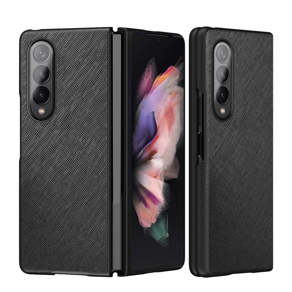 For Samsung Galaxy Z Fold4 5G Foldable Cross Pattern Phone Case - Foldable Design - Black