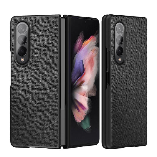 For Samsung Galaxy Z Fold4 5G Foldable Cross Pattern Phone Case - Foldable Design - Black
