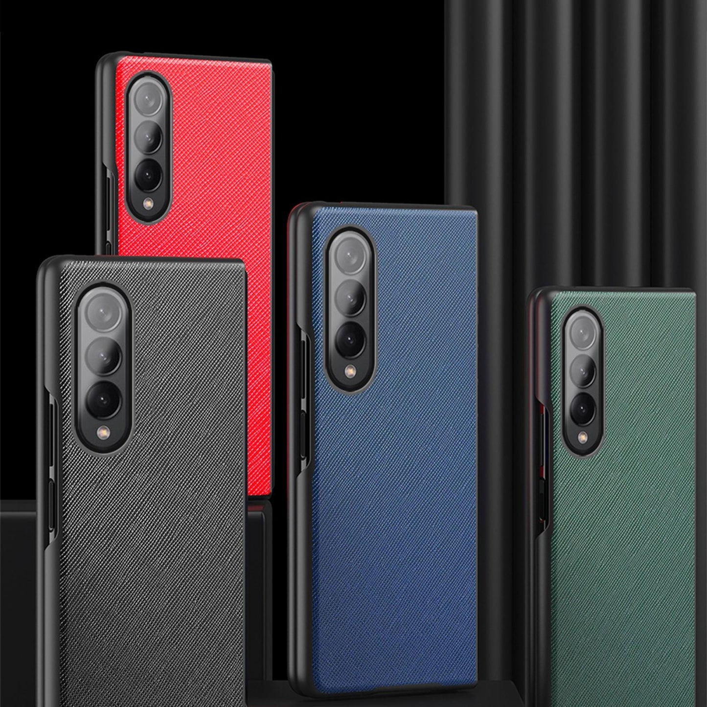 For Samsung Galaxy Z Fold4 5G Foldable Cross Pattern Phone Case - Foldable Design - Black