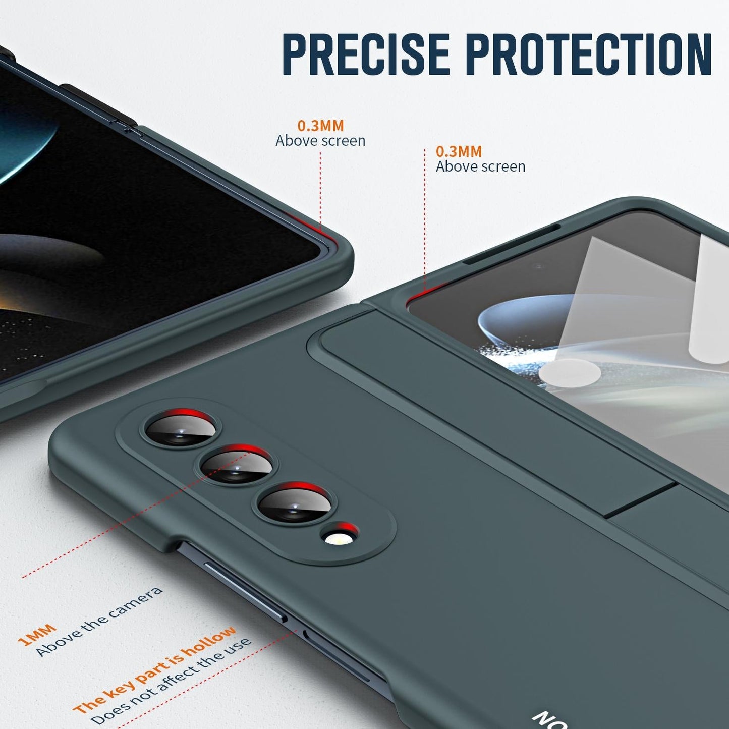 For Samsung Galaxy z Fold4 5G Samsung Galaxy z Fold4 2-in-1 Detachable Folding Case with Holder & Pen Slot - Grey Green