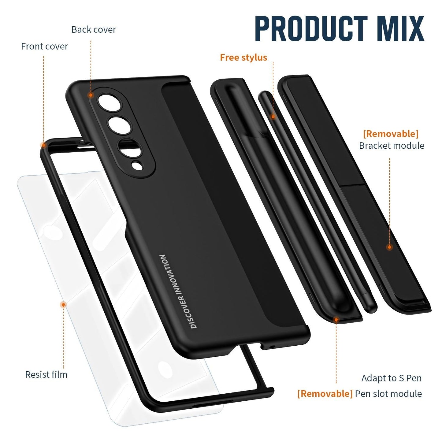 For Samsung Galaxy z Fold4 5G Samsung Galaxy z Fold4 2-in-1 Detachable Folding Case with Holder & Pen Slot - Grey Green