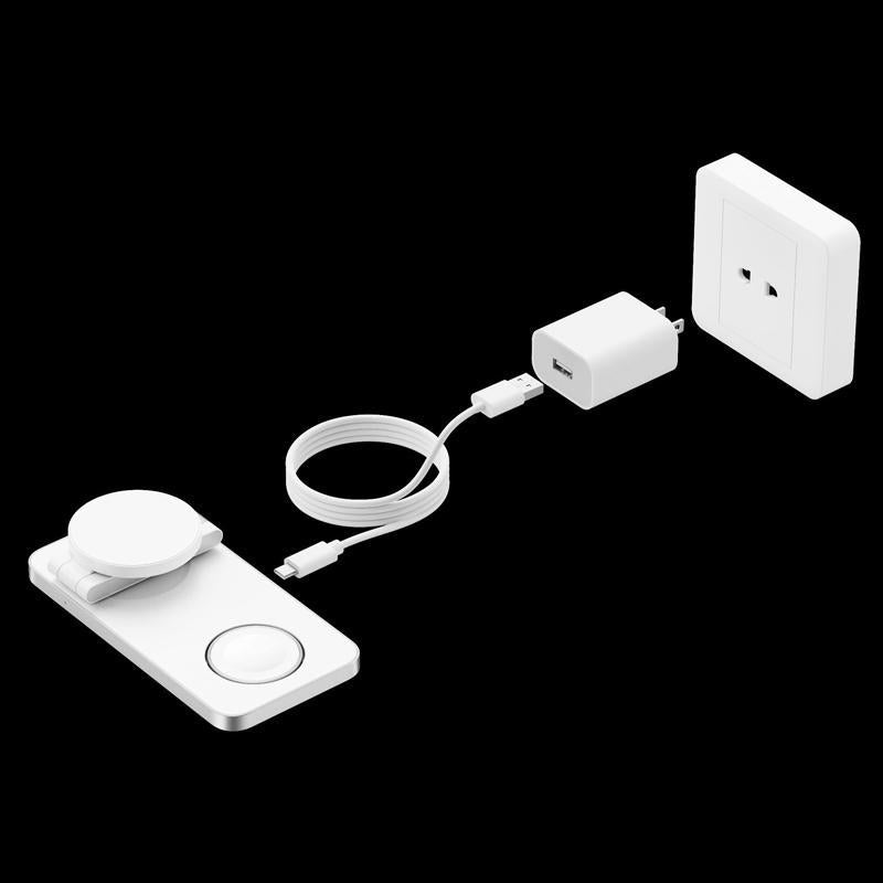 3 In 1 Magnetic Wireless Charging Dock For Apple Devices - White
