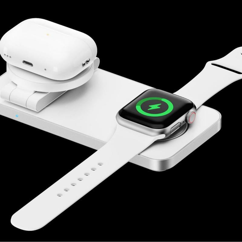 3 In 1 Magnetic Wireless Charging Dock For Apple Devices - White