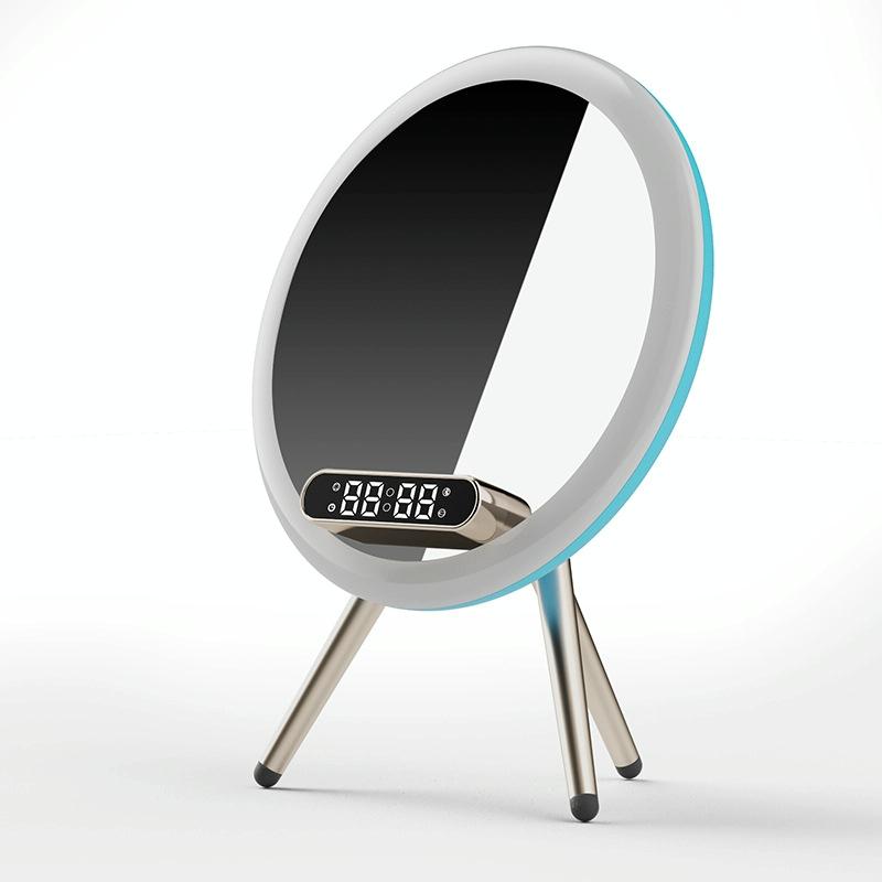 Q6 Smart Clock Display Bluetooth Speaker Fill Light Makeup Mirror With Wireless Charger Blue