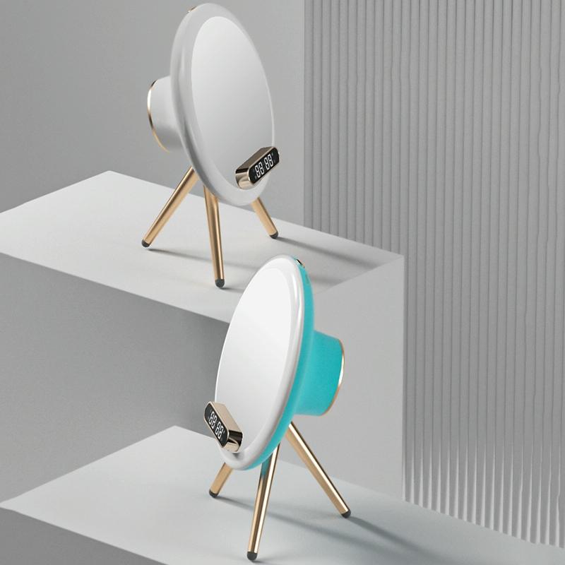 Q6 Smart Clock Display Bluetooth Speaker Fill Light Makeup Mirror With Wireless Charger Blue