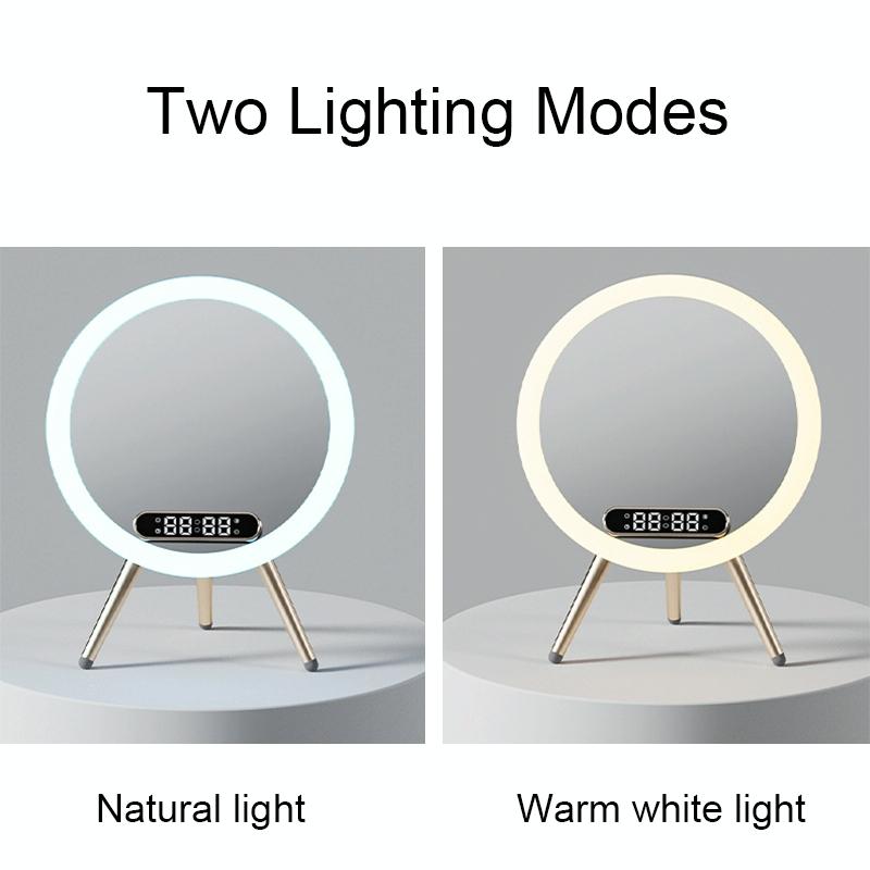 Q6 Smart Clock Display Bluetooth Speaker Fill Light Makeup Mirror With Wireless Charger Blue