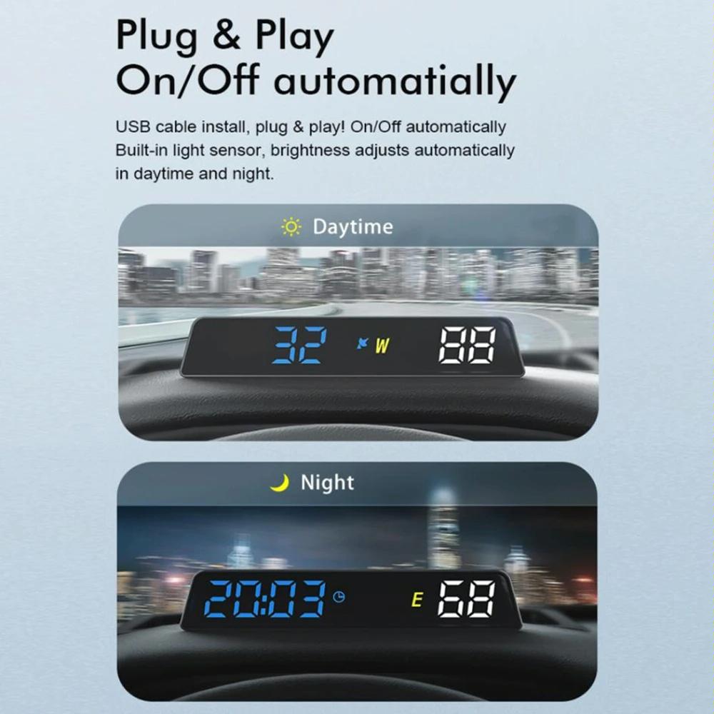 Usb Powered Hd Vehicle Altitude Meter Hud Display - White