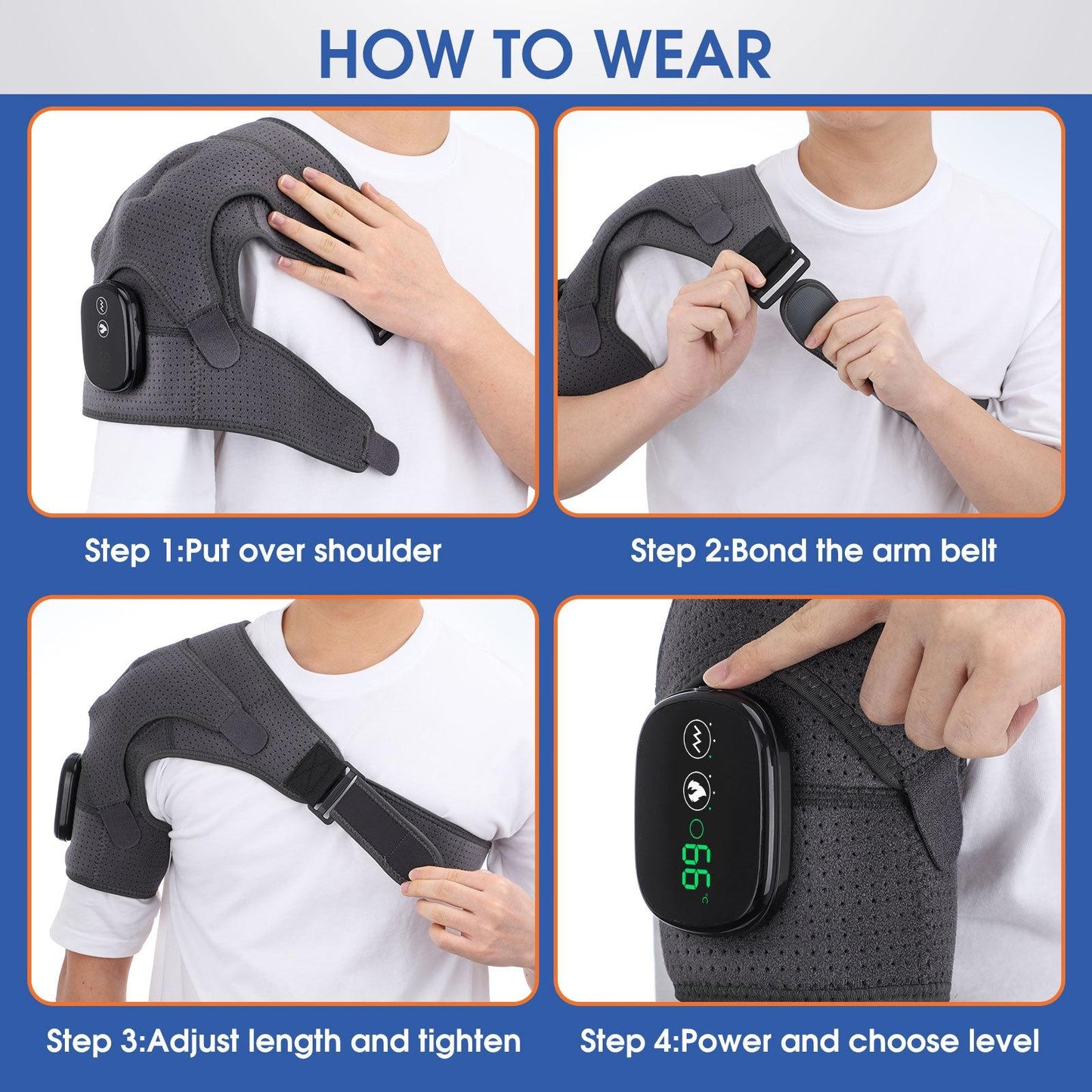Vibration Shoulder Massager For Joint Pain Relief Gray - Gray Black