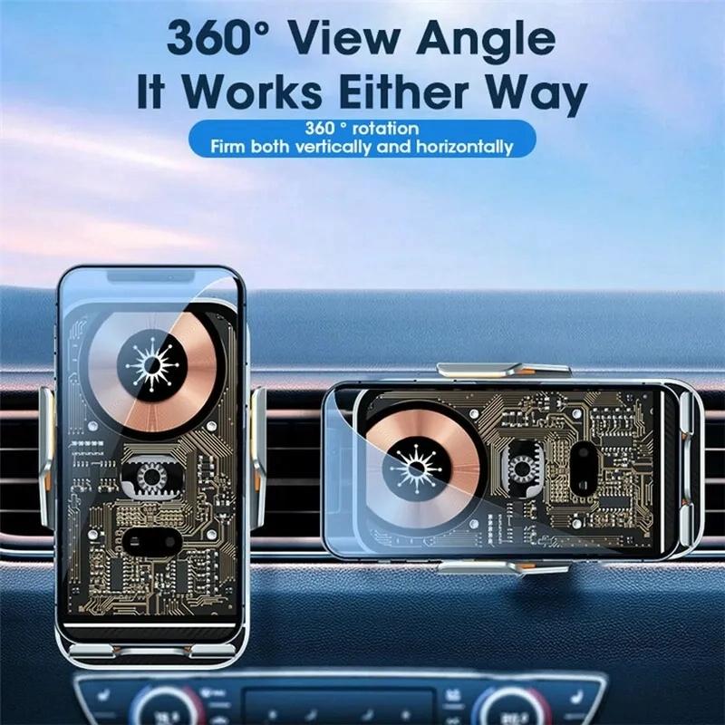 15w Fast Wireless Charger with Infrared Sensor for C10 Car Navigation - Transparent Stand - Blue