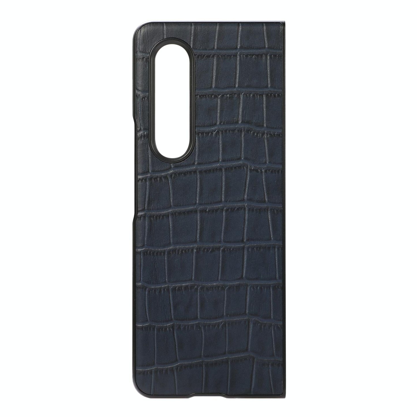 For Samsung Galaxy Z Fold4 5G Genuine Leather Crocodile Texture Phone Case - Blue