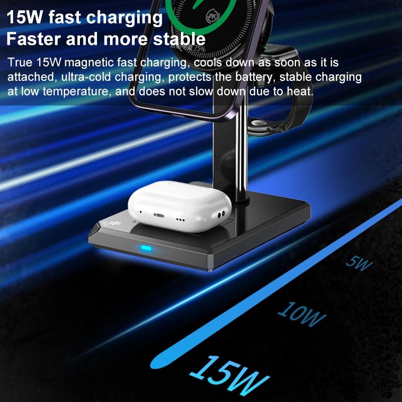 15W 4 In 1 Magnetic Wireless Charger Stand - White