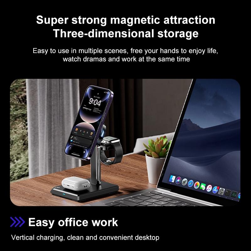 15W 4 In 1 Magnetic Wireless Charger Stand - White