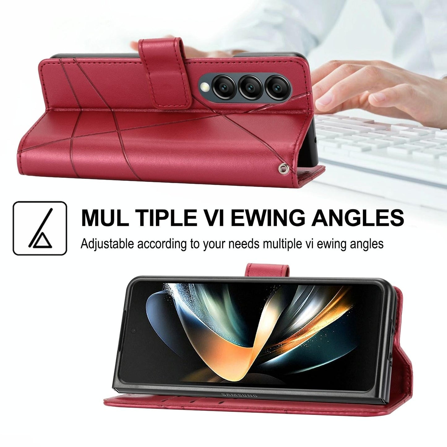 For Samsung Galaxy Z Fold4 5G Embossed Pu Leather Phone Case - Black