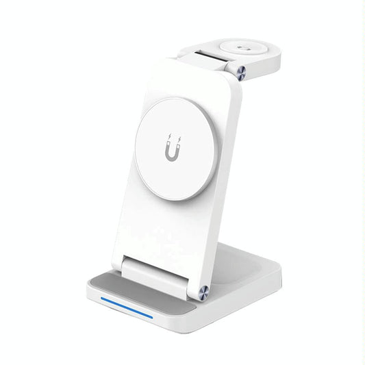 3 In 1 Magnetic Wireless Charger Stand - White