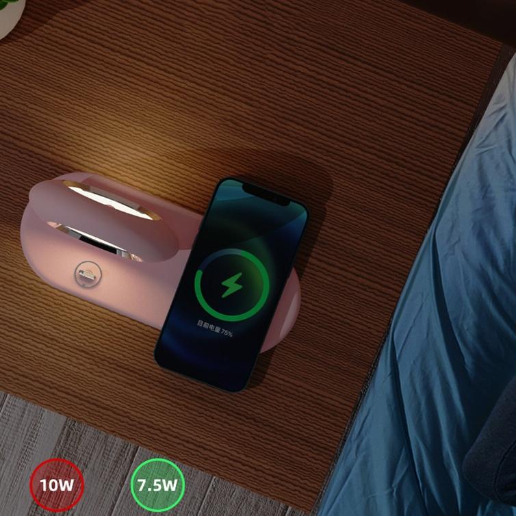 10W Cartoon Wireless Fast Charger With Night Light Pink