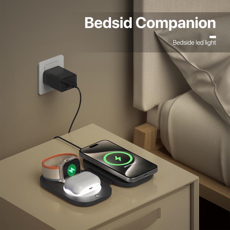 3 In 1 Magnetic Wireless Charger For Apple Devices - White