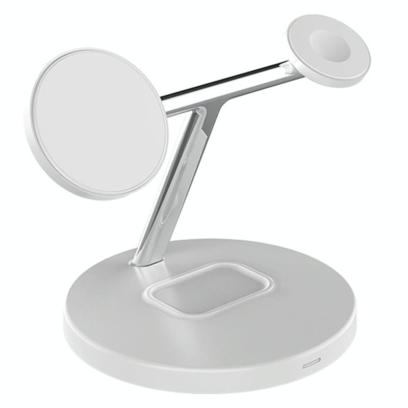 3 In 1 Magnetic Wireless Charger For Mobile Devices - White