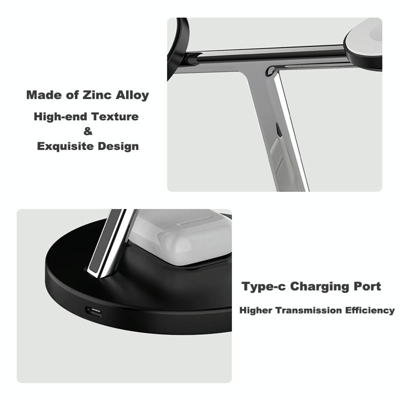 3 In 1 Magnetic Wireless Charger For Mobile Devices - White