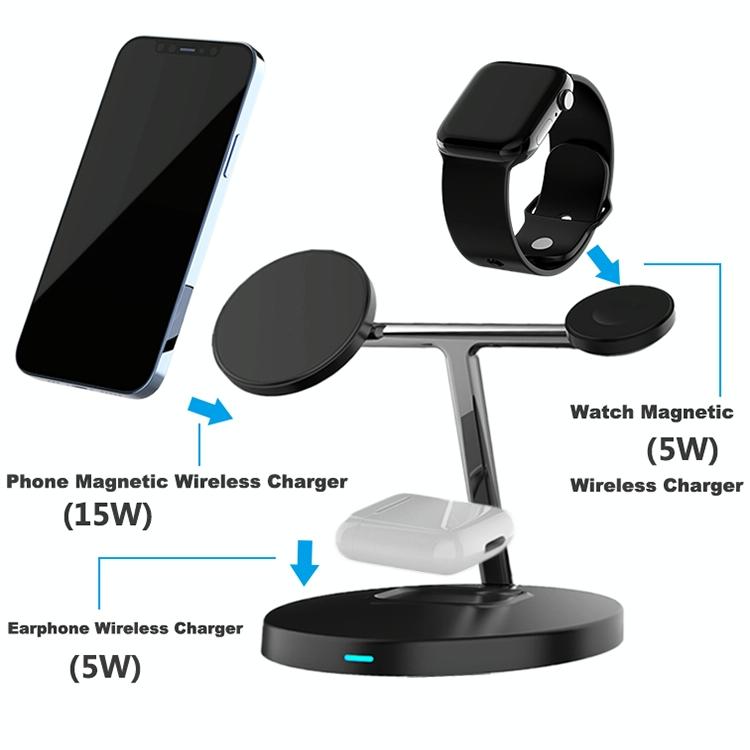 3 In 1 Magnetic Wireless Charger For Mobile Devices - White