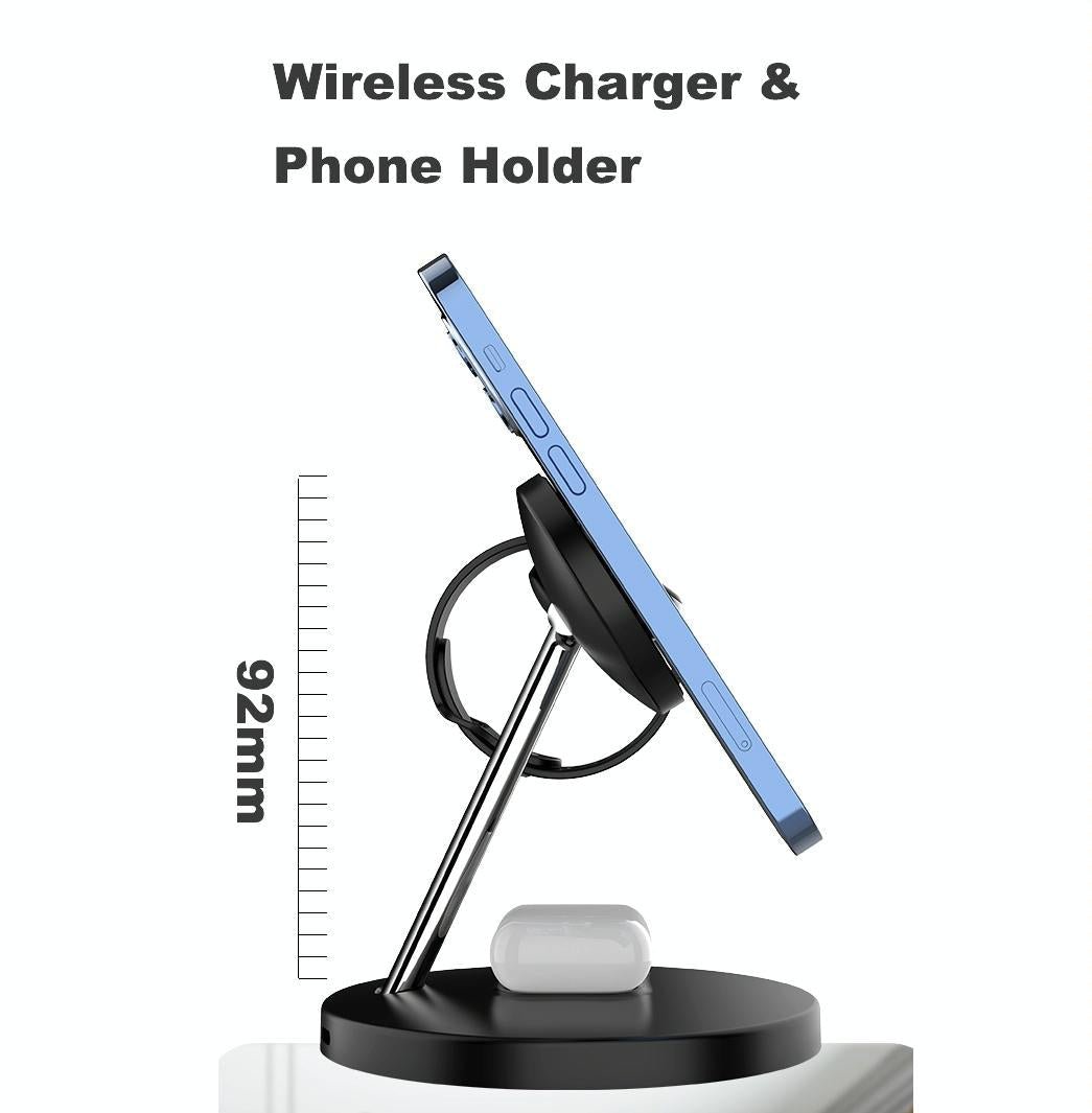 3 In 1 Magnetic Wireless Charger For Mobile Devices - White