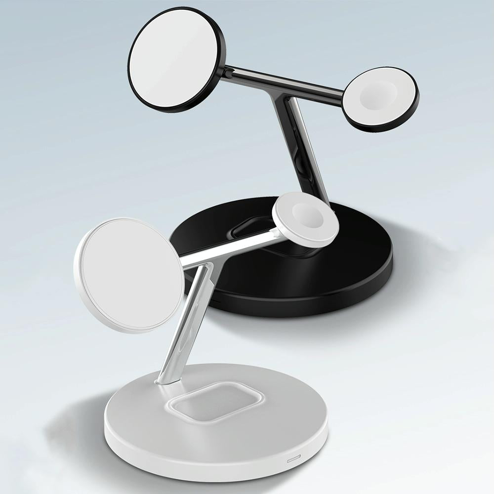 3 In 1 Magnetic Wireless Charger For Mobile Devices - White