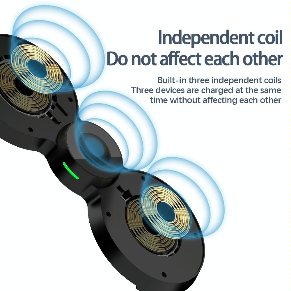 15W 3 In 1 Magnetic Wireless Charger For Phones Watch & Airpods - White