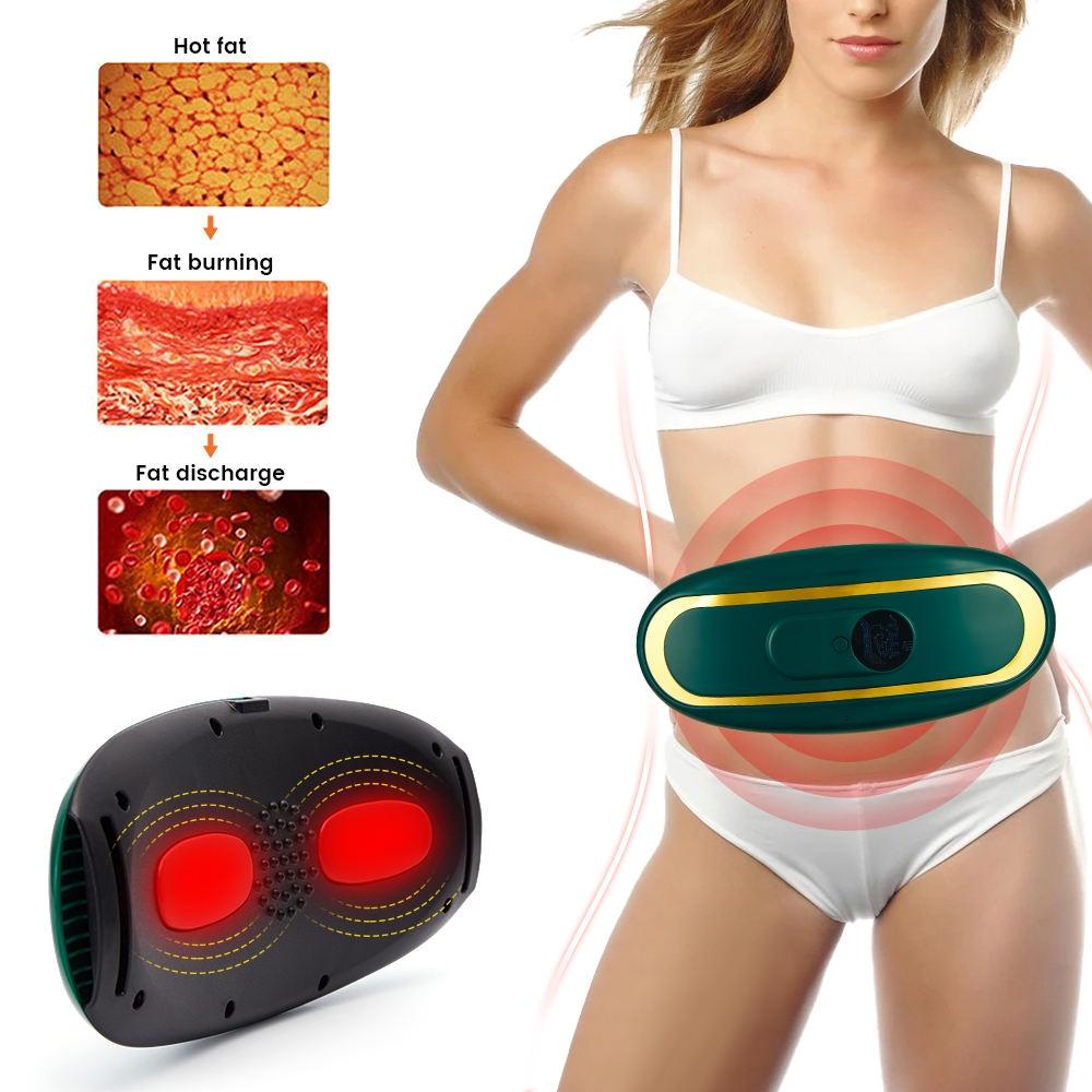 Hot Compress Abdominal Massage Belt For Menstrual Relief Green - White