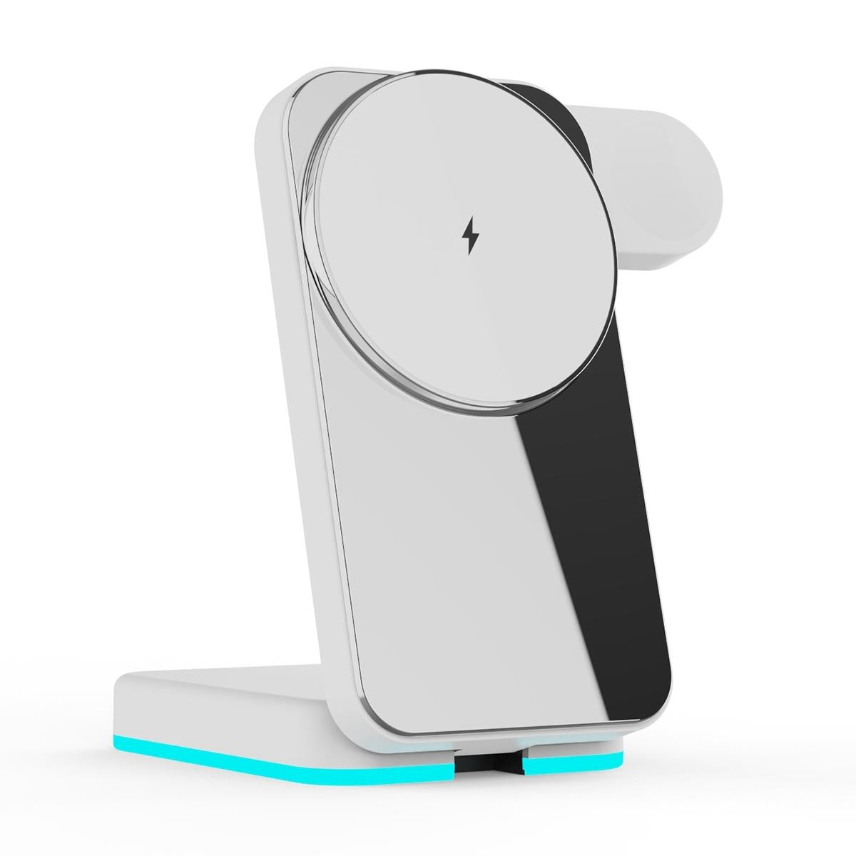 Foldable 3 In 1 Rgb Led Wireless Charger - White