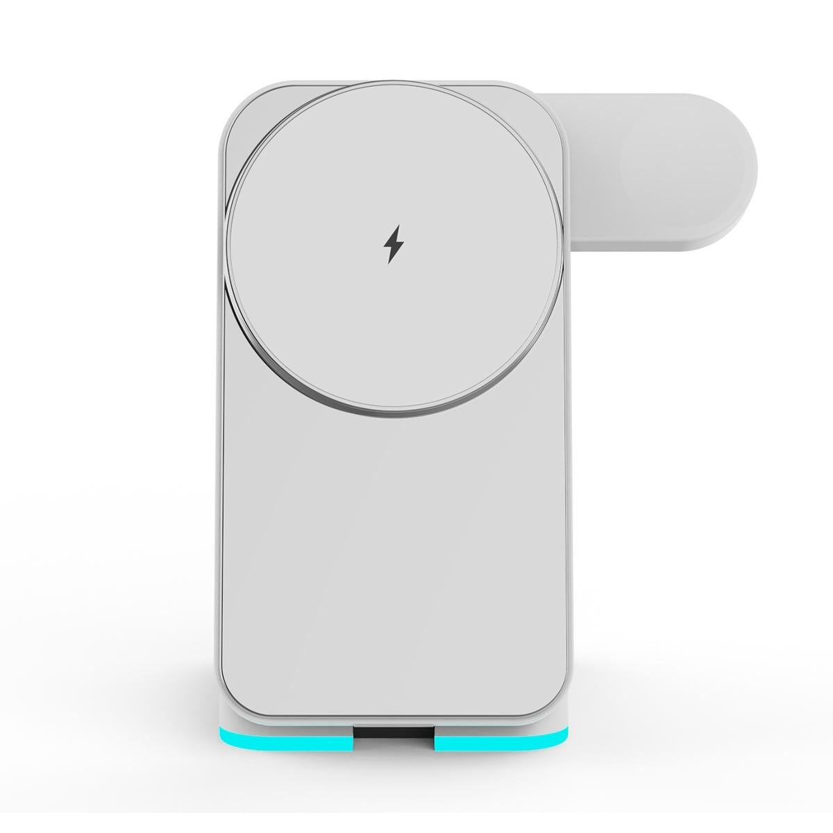 Foldable 3 In 1 Rgb Led Wireless Charger - White