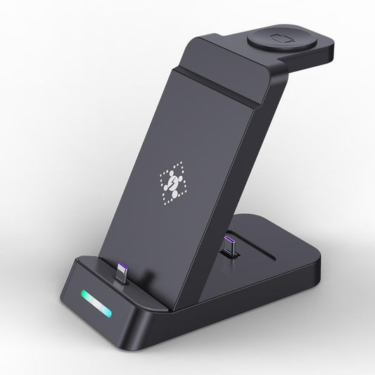 18W 3 In 1 Vertical Charging Stand For Samsung Watch And Galaxy Buds - Black