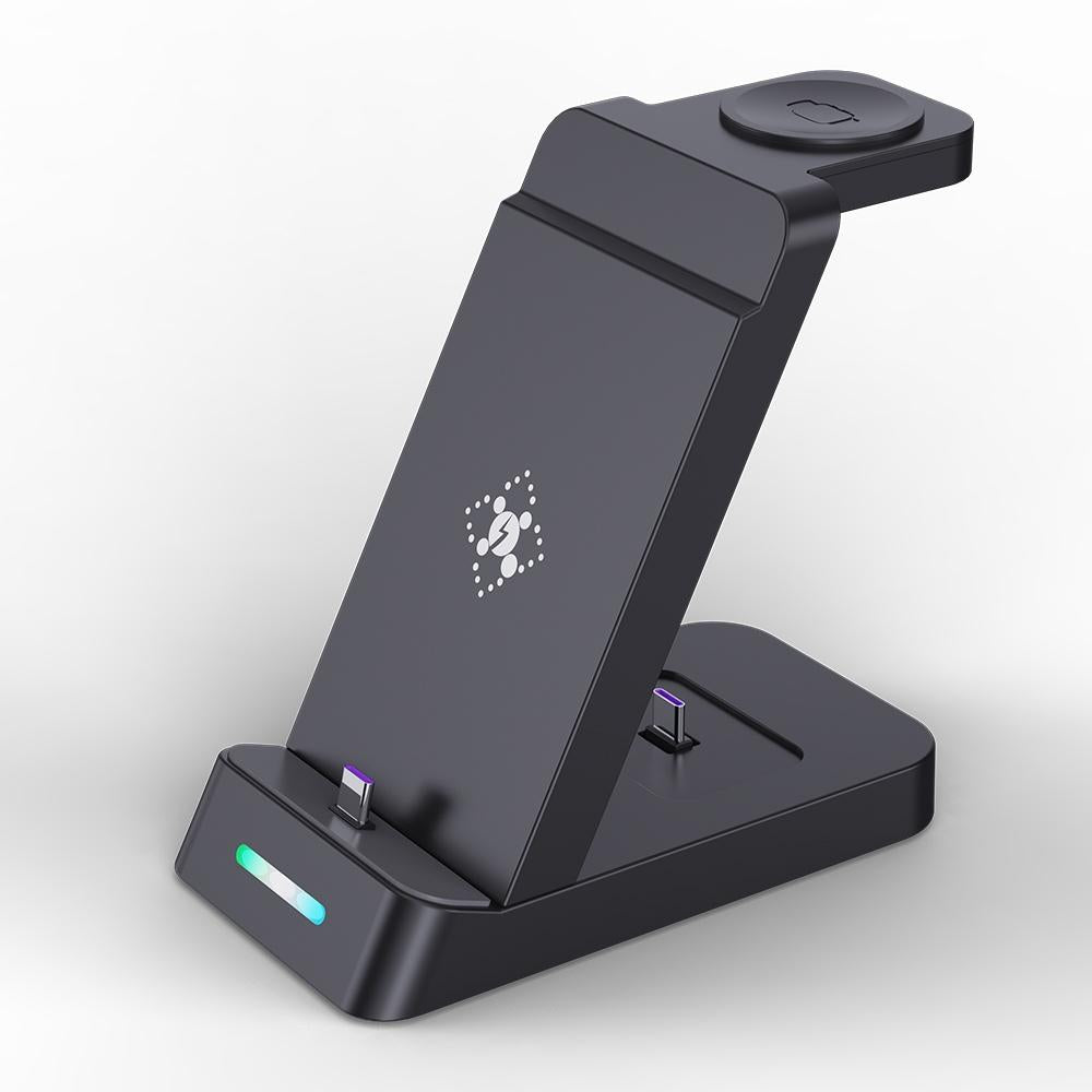 18W 3 In 1 Vertical Charging Stand For Samsung Watch And Galaxy Buds - Black