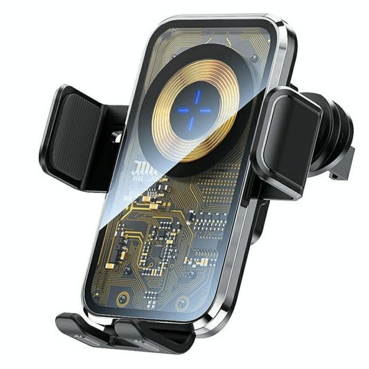 15w Fast Car Vent Wireless Charger with Intelligent Induction - Silver
