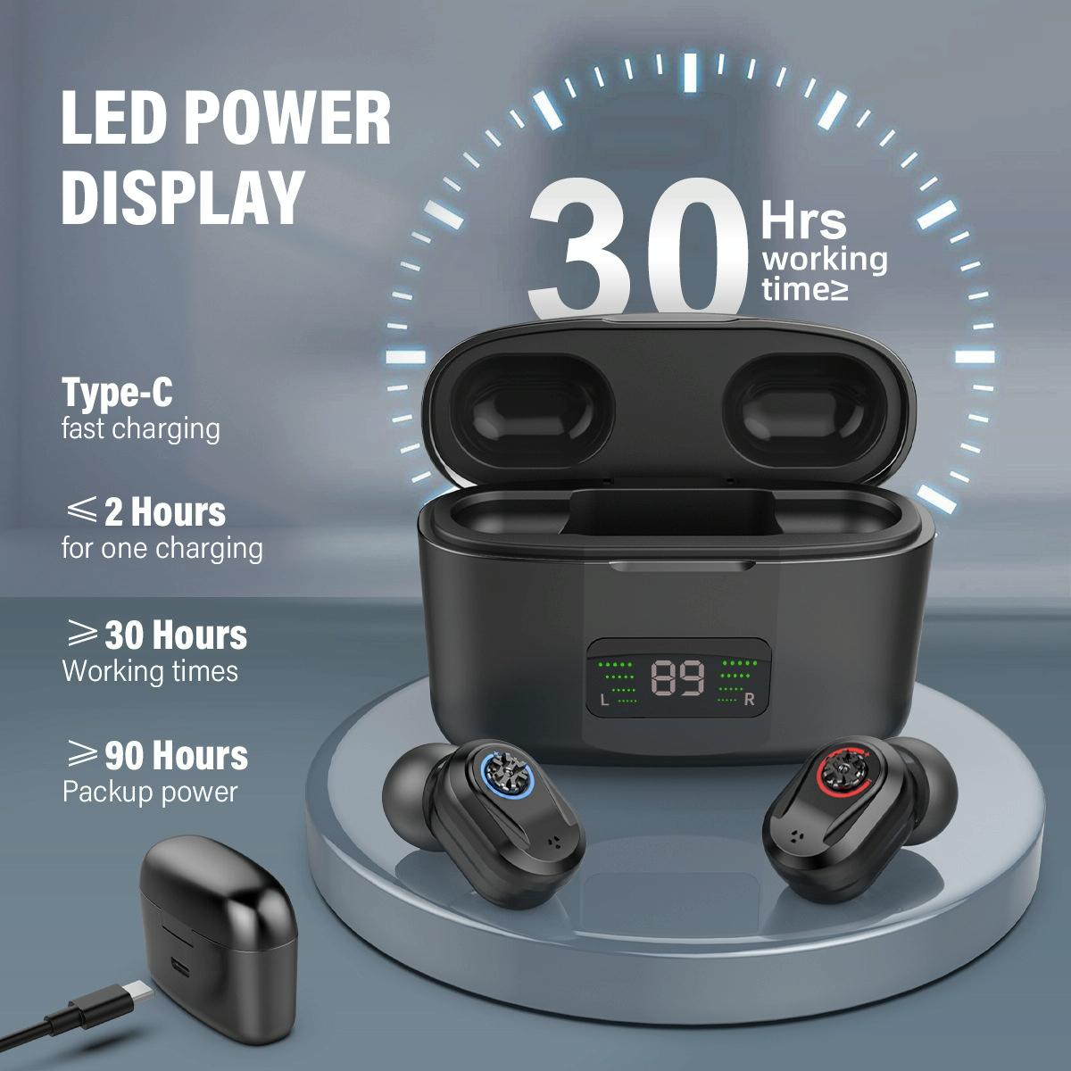 Digital Display In Ear Hearing Aid Earphone - White