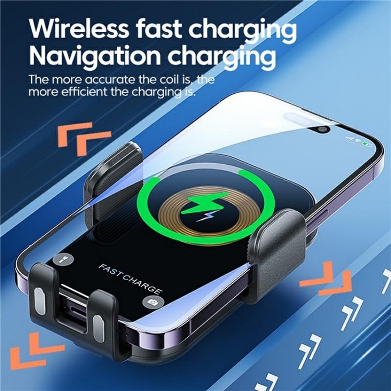 Touch-sensing Car Vent Wireless Charger Holder - X12 - Silver