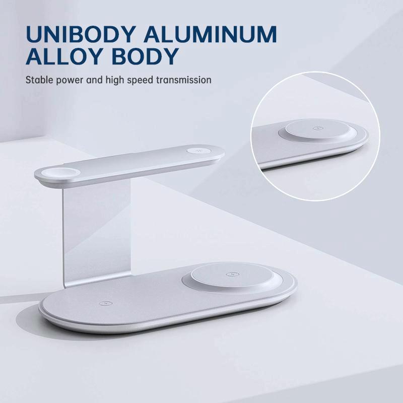 3 In 1 Wireless Charger With Night Light 15W - Silver