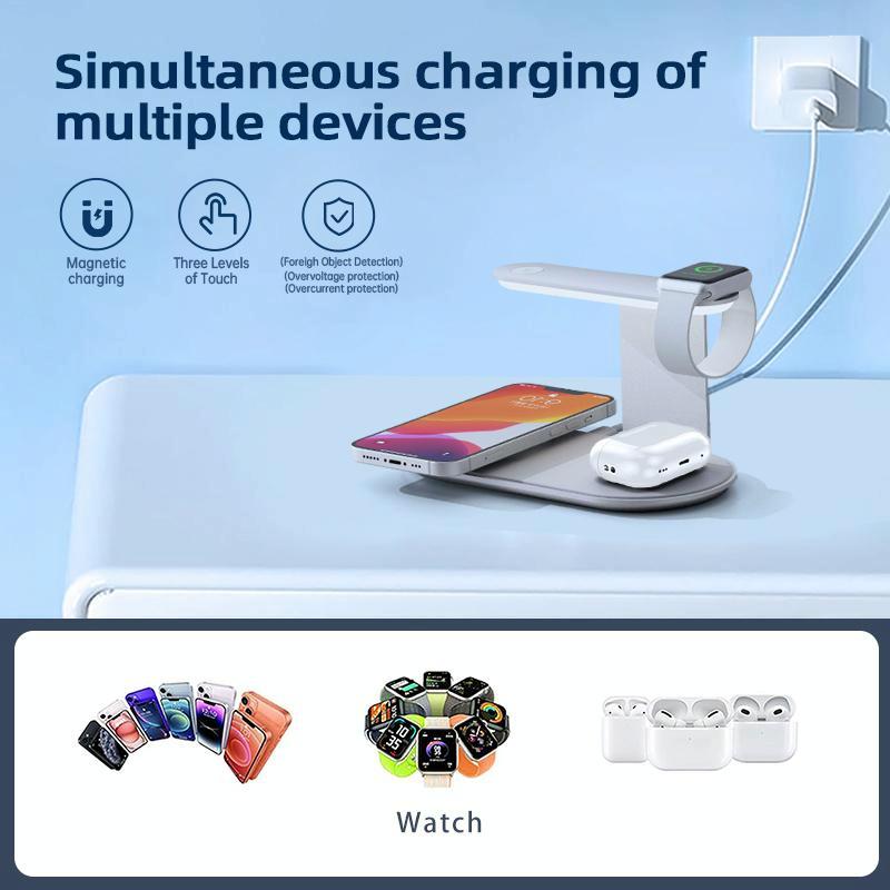 3 In 1 Wireless Charger With Night Light 15W - Silver