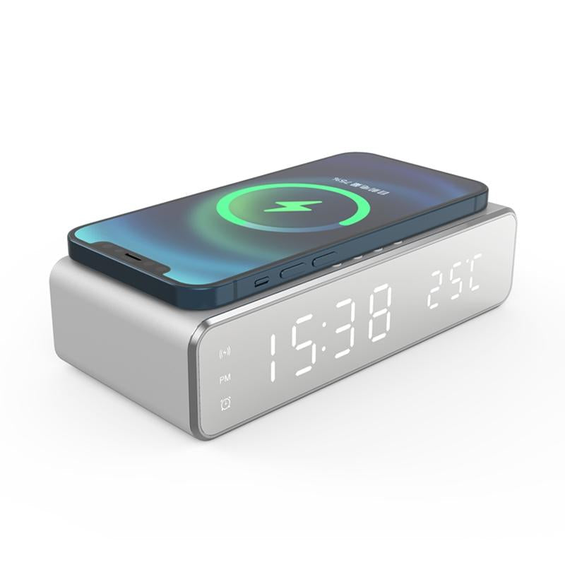 Wireless Charging Desktop Phone With Clock & Temperature Display - Black