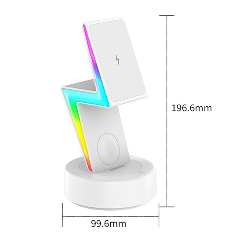 3 In 1 Rgb Light Magnetic Phone Holder With Wireless Charging - Black