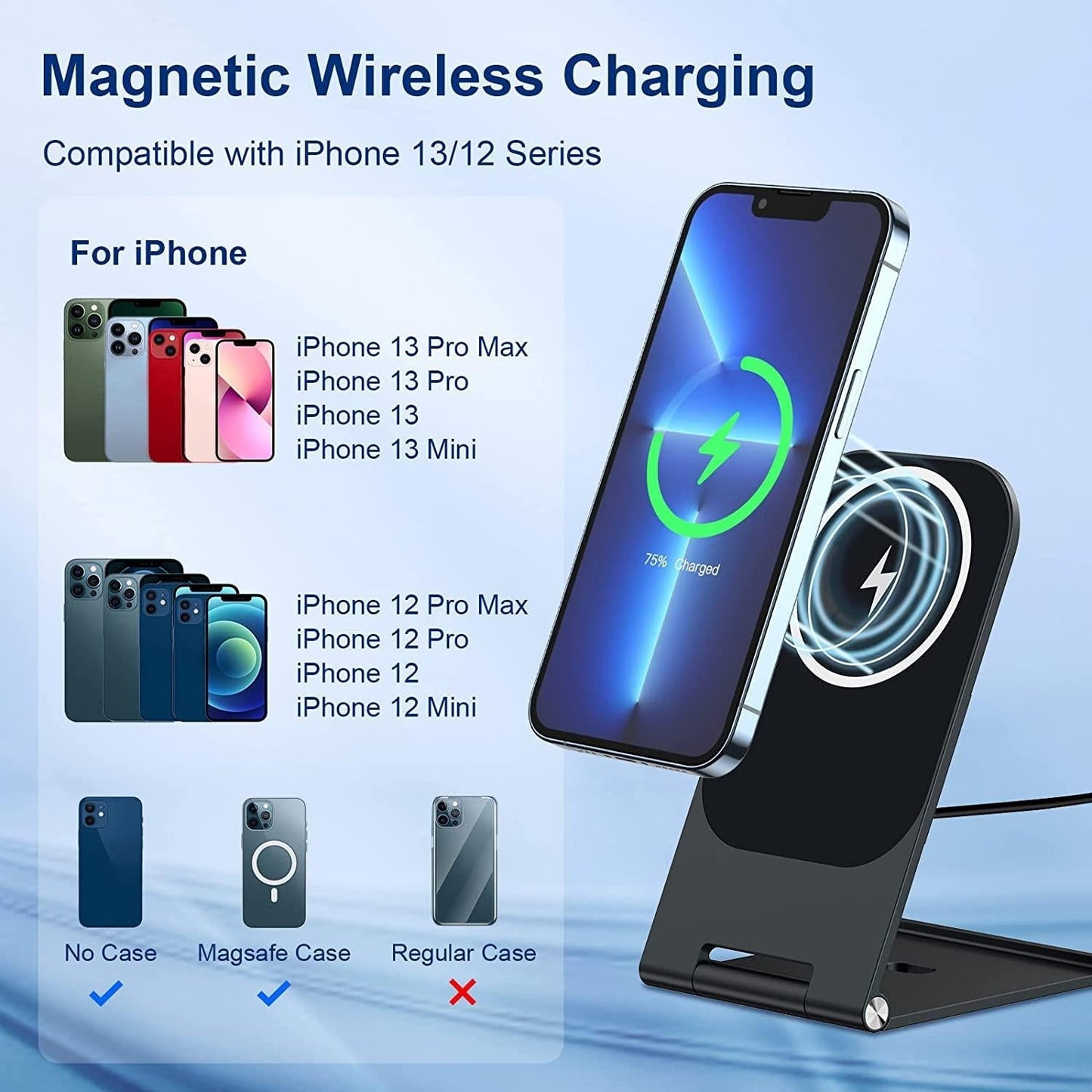 15W Magnetic Wireless Charger For Iphone 12+ - Silver
