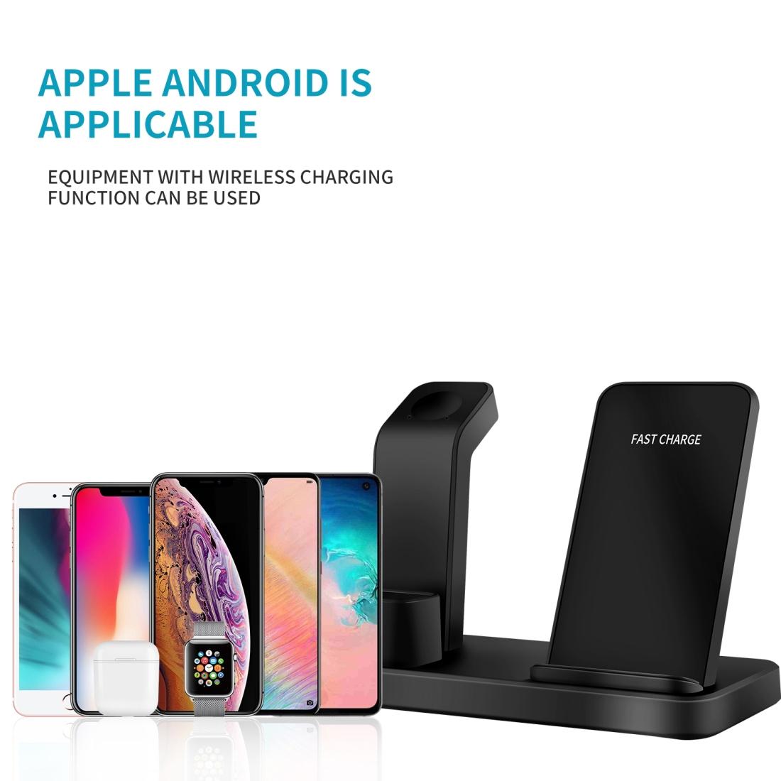 3 In 1 Wireless Charger For Iphone Apple Watch Airpods & Android Black