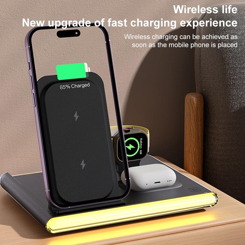 Foldable 15W Magnetic Wireless Charger With Ambient Light - Black