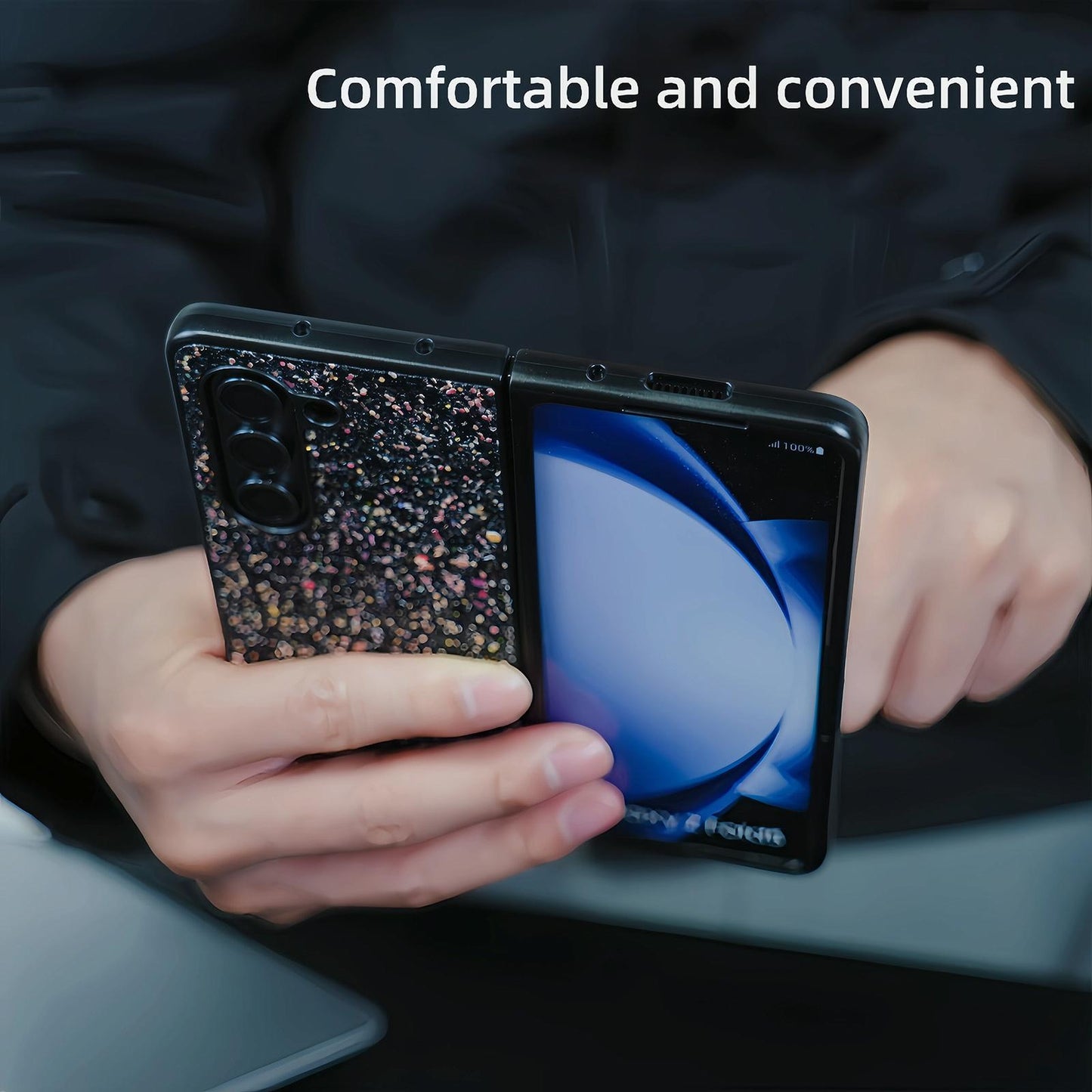 For Samsung Galaxy Z Fold4 5G Foldable Diamond Case - Compact And Stylish - Flash Blue