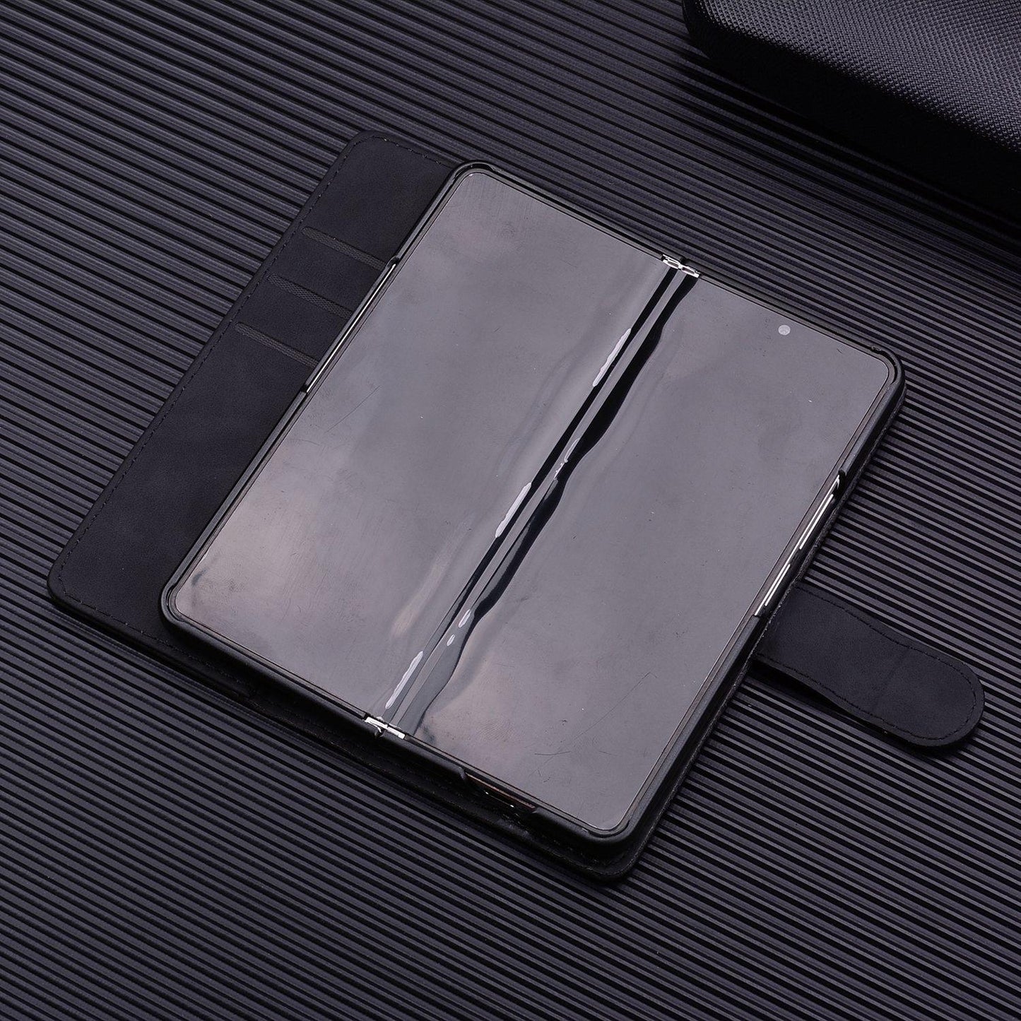 For Samsung Galaxy Z Fold4 5G Dual Fold Mandala Leather Case - Embossed Design - Black