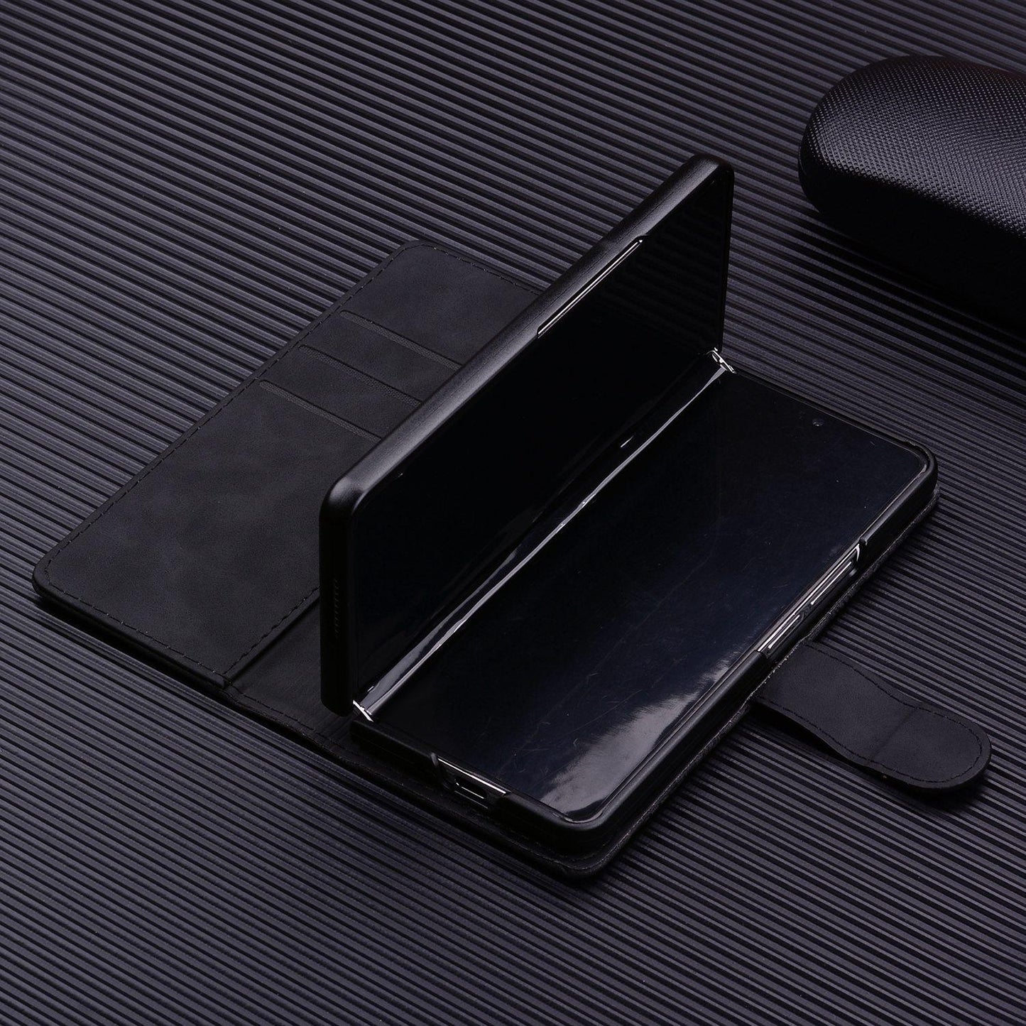 For Samsung Galaxy Z Fold4 5G Dual Fold Mandala Leather Case - Embossed Design - Black