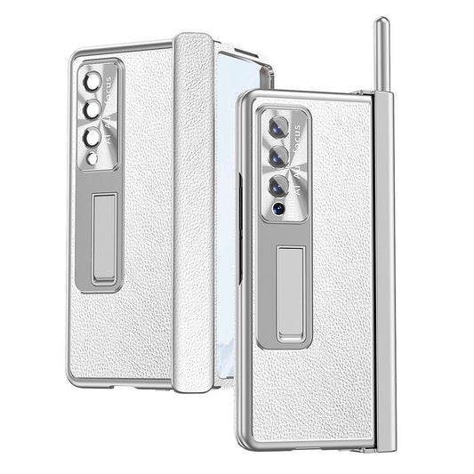 For Samsung Galaxy Z Fold4 5G Shockproof Magnetic Litchi Pattern Phone Case - Silver