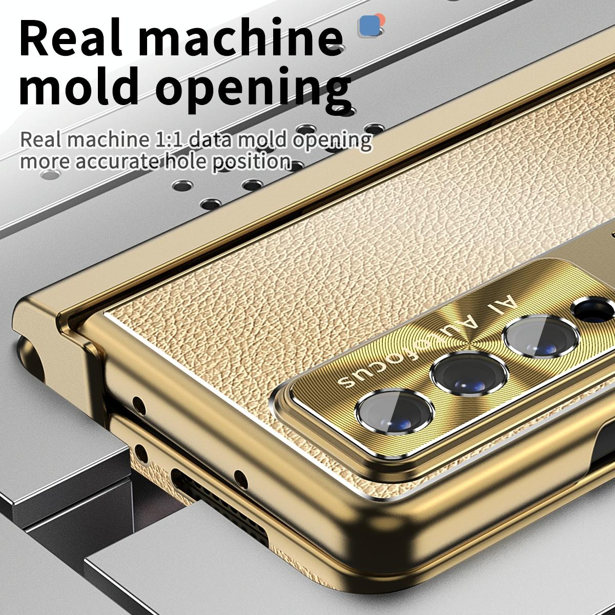 For Samsung Galaxy Z Fold4 5G Shockproof Magnetic Litchi Pattern Phone Case - Silver
