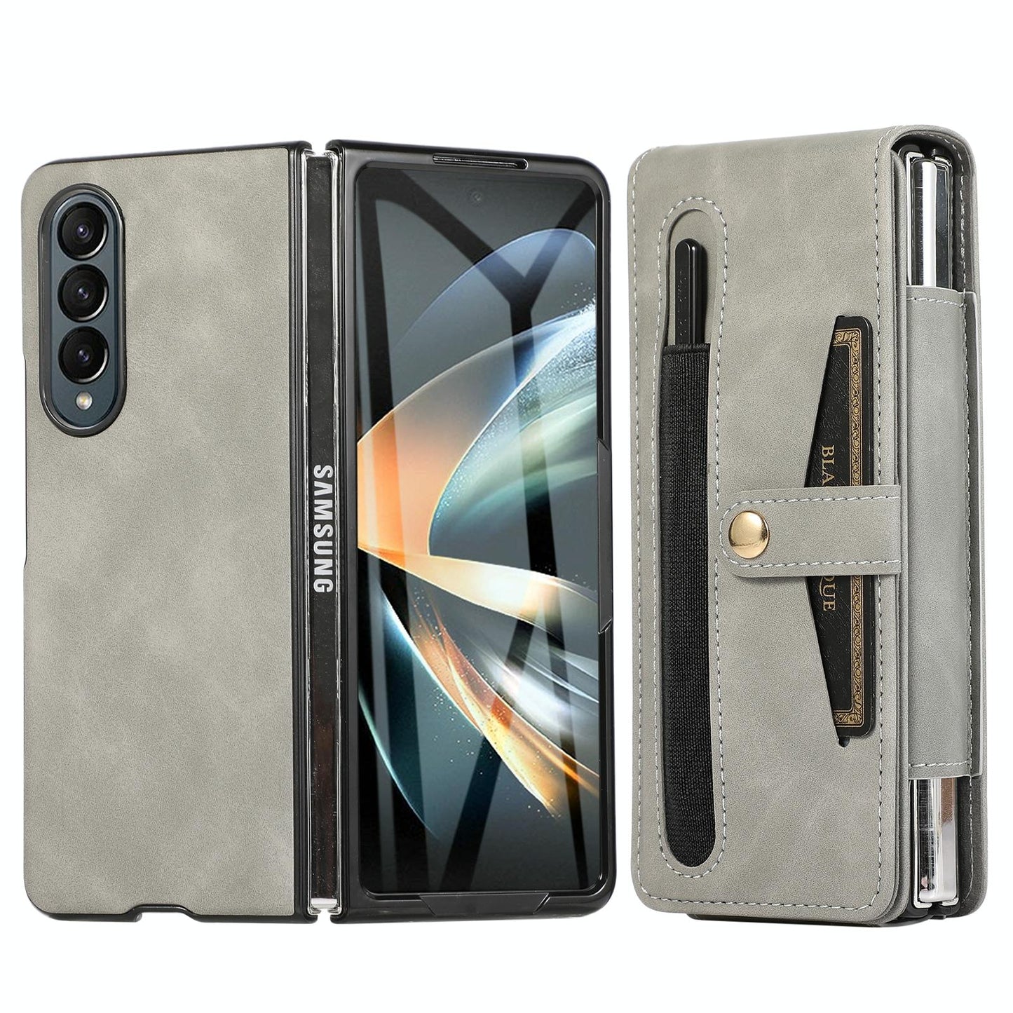 For Samsung Galaxy Z Fold4 5G Leather Folding Phone Case - Brown