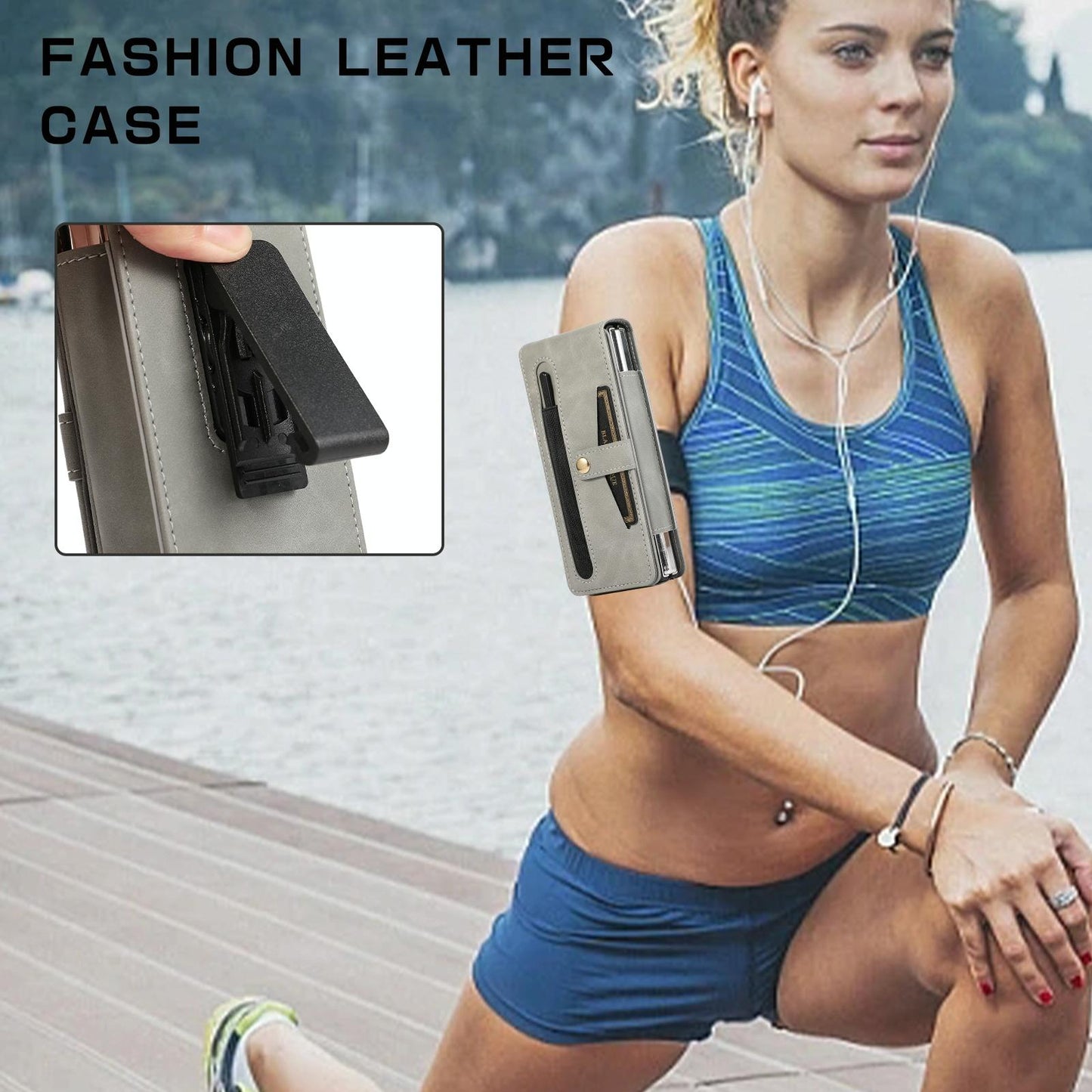 For Samsung Galaxy Z Fold4 5G Leather Folding Phone Case - Brown