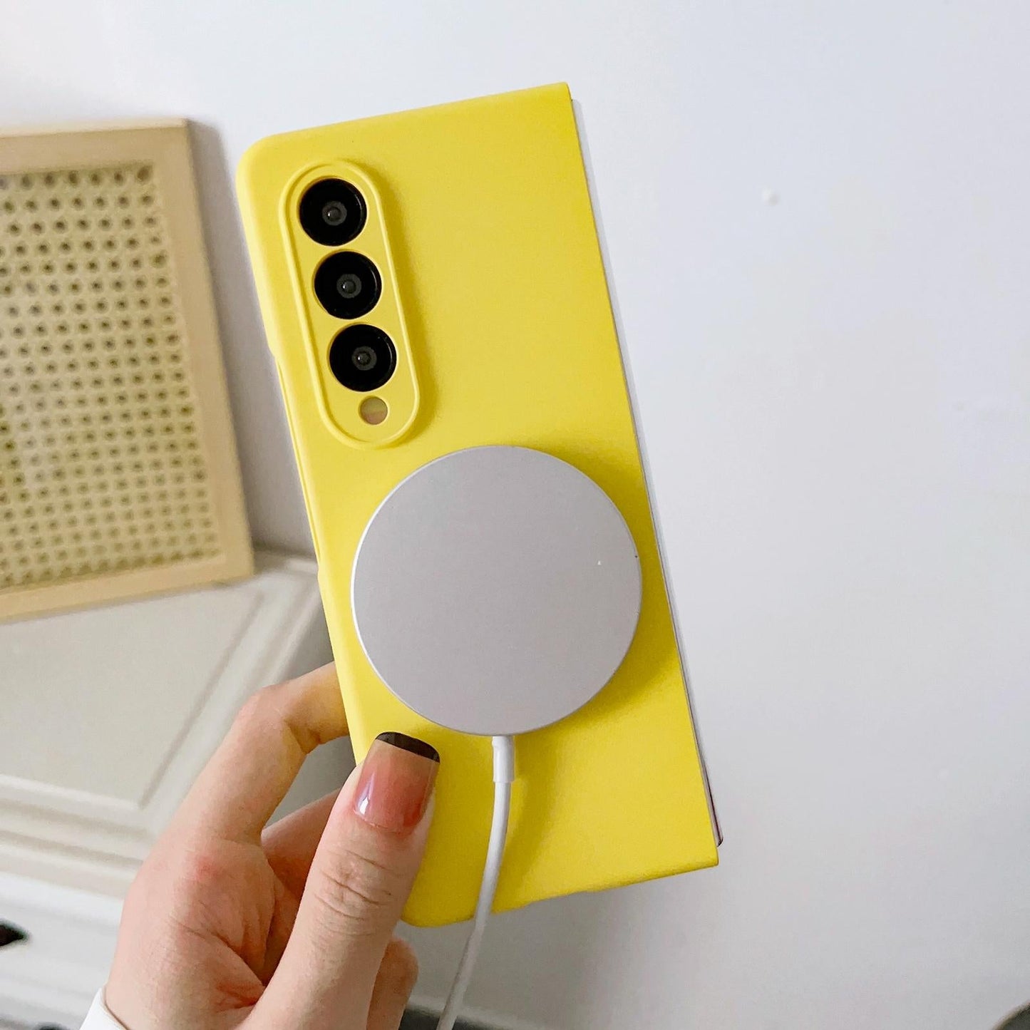 For Samsung Galaxy Z Fold4 5G Magnetic Skin Case - Magsafe - Yellow