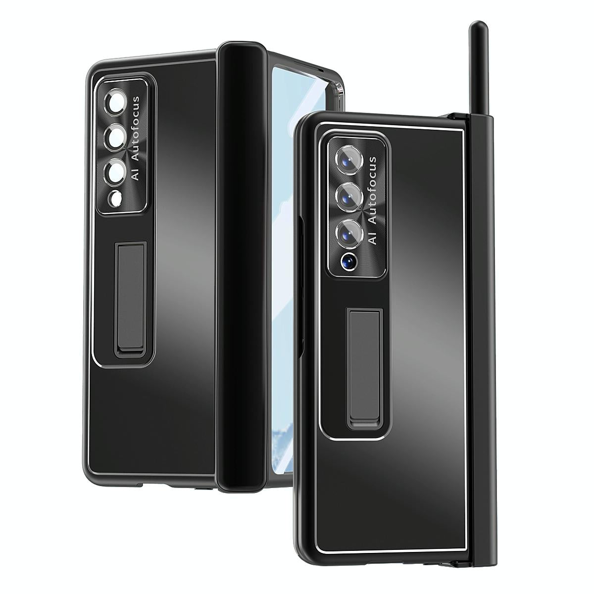 For Samsung Galaxy Z Fold4 5G Shockproof Aluminum Double Hinge Case - Black